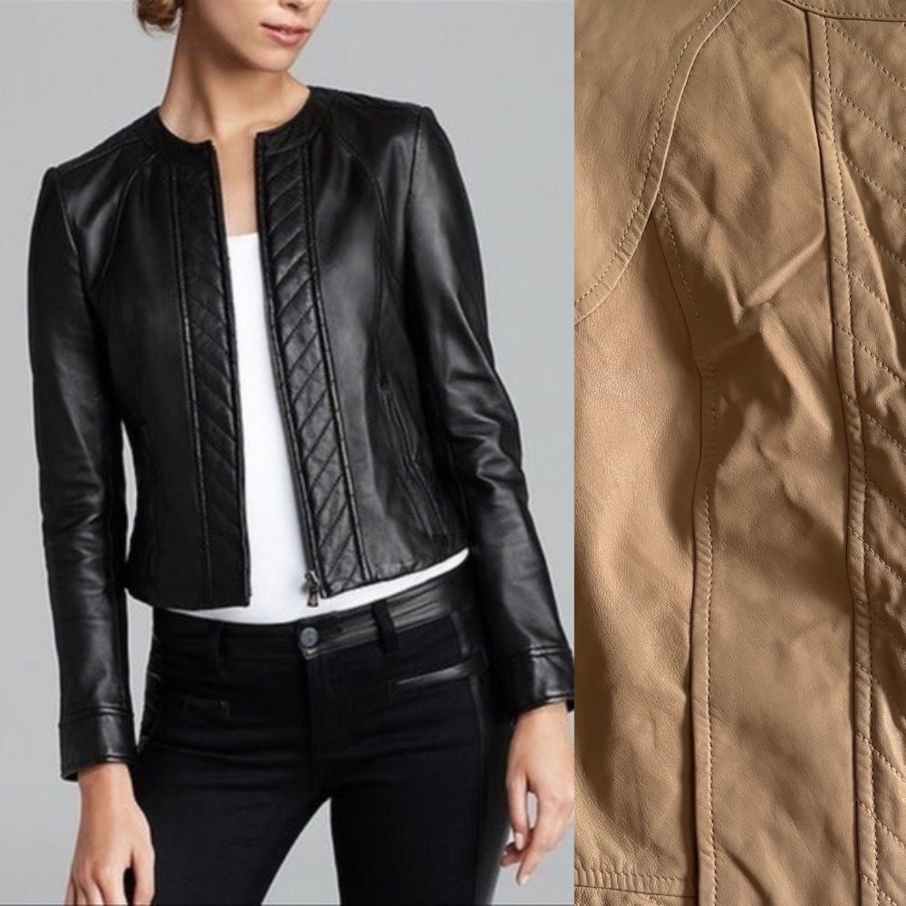 Tory Burch Sz 0 Daphne Tan Genuine Lamb Leather Jacket
